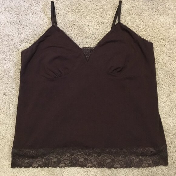 Y2K Brown Cotton Lace Hem and Bust Bodycon Cami - Picture 12 of 15